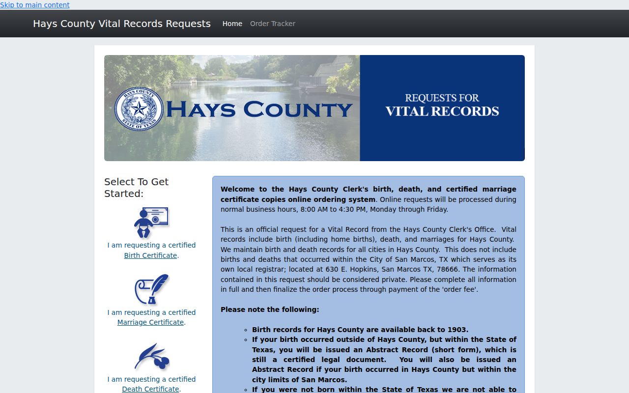 Kyle resident lookup access to Hays County certified vital-record requests