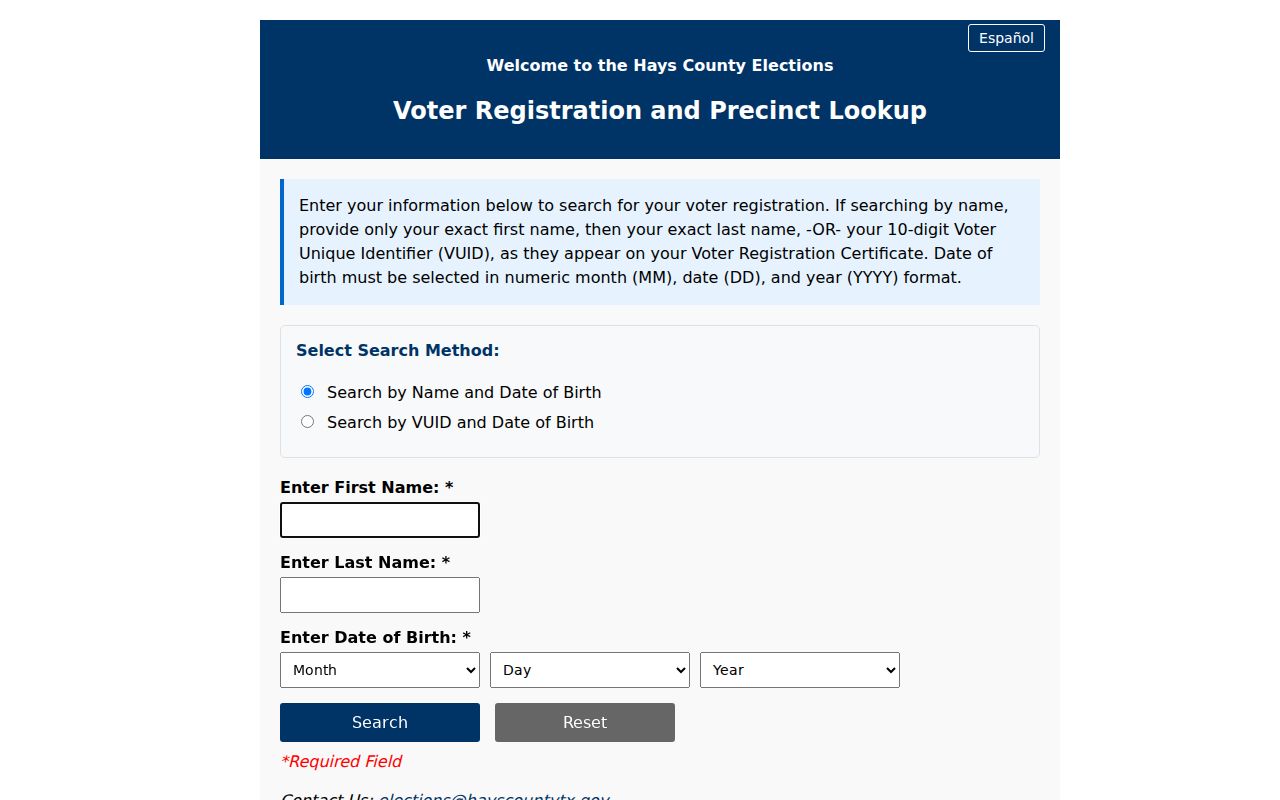 Kyle residents directory Hays County voter lookup search screen