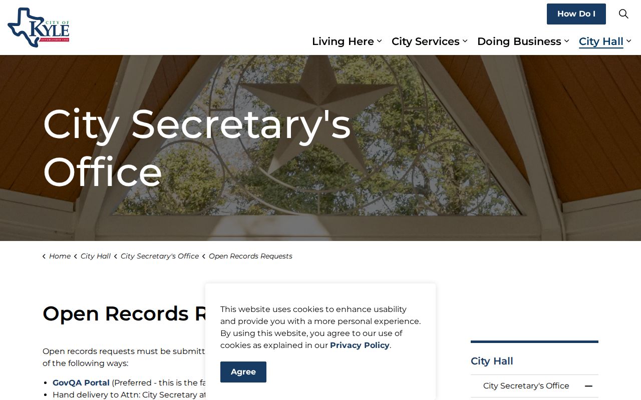 Kyle residents directory City of Kyle public information request instructions