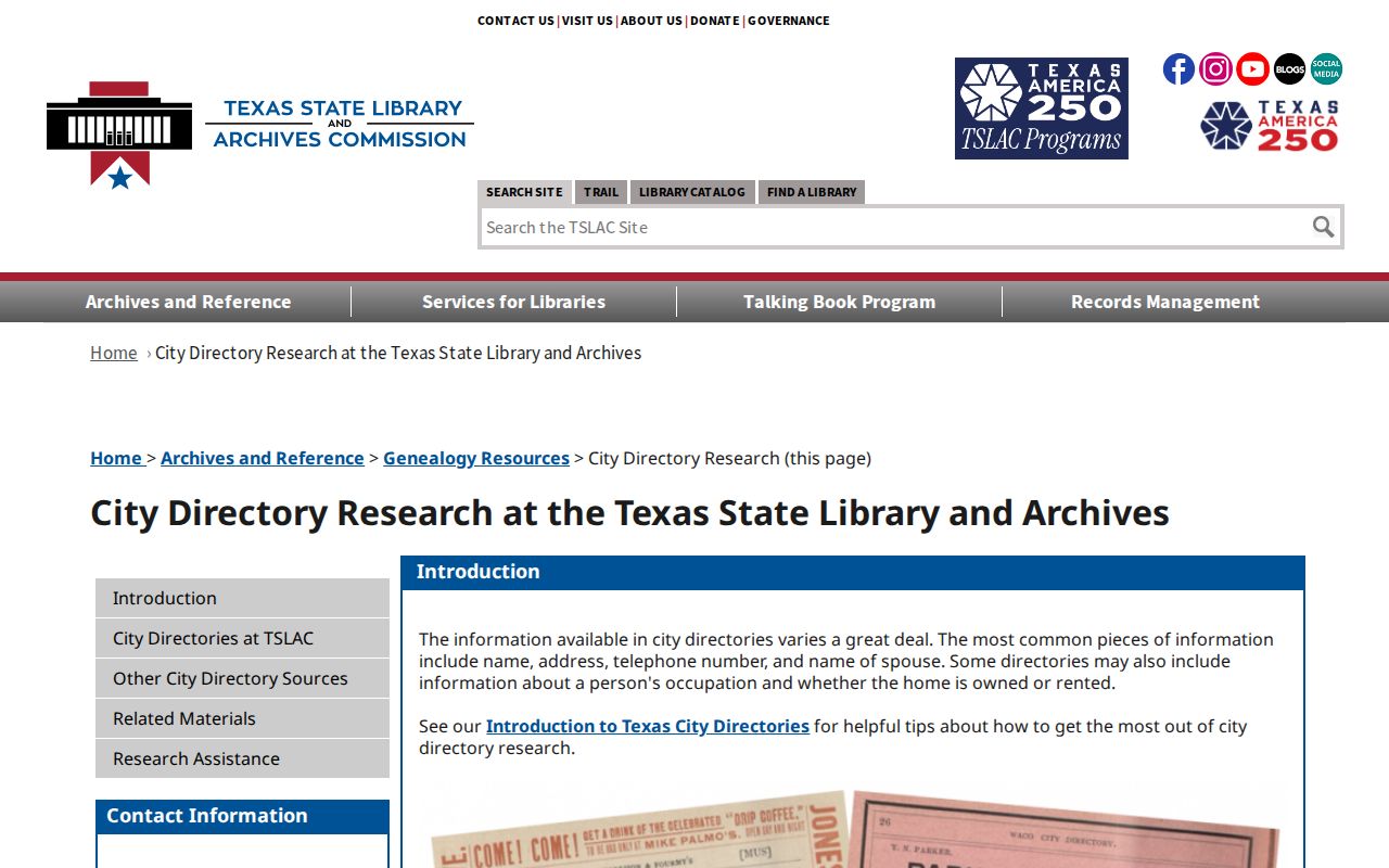 Kyle city directory research route at the Texas State Library guide